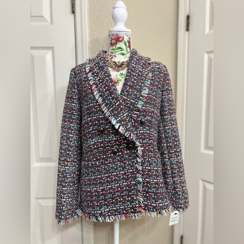 Halogen Black Multicolor Paradise Tweed blazer